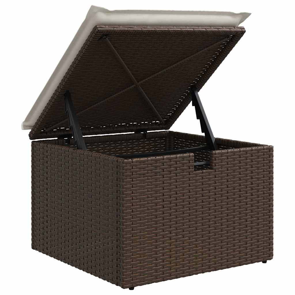Garten-Sofa-Set mit Kissen 4 pcs Braun und Creme Poly Rattan